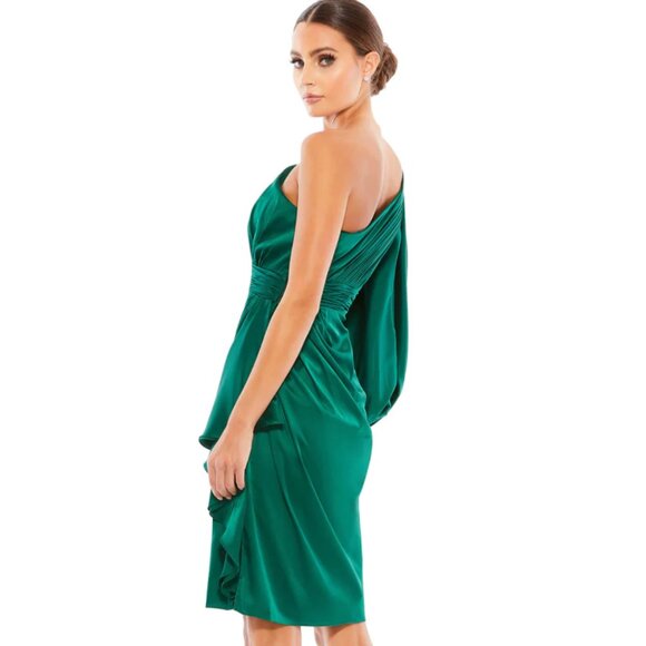 Ieena for Mac Duggal SATIN ONE SLEEVE COCKTAIL DRESS NWT - Picture 3 of 12